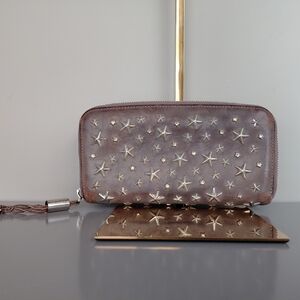 Jimmy Choo Star-Embellished Brown Wallet